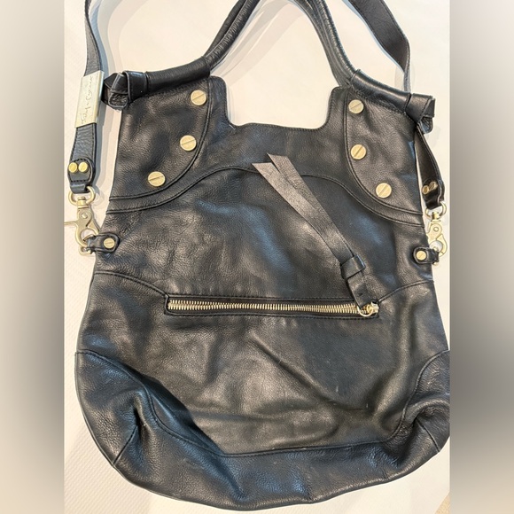 Foley + Corinna Black Leather Shoulder Bag with Silver Accents - Picture 3 of 13